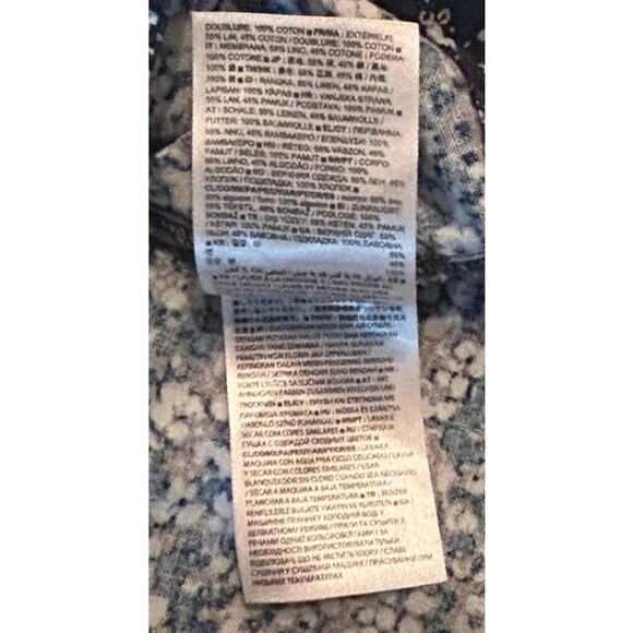 Gap Linen Cotton Fit Flare Blue Floral Sleeveless Summer Spring Dress Women Sz 6 - Picture 7 of 7